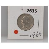 1964-D 90% Silv Wash Quarter