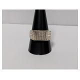 .925 Sterl Diam Pave Greek Key Ring Sz 11