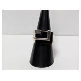 .925 Sterl Black Stone Geometric Shape Ring Sz 7