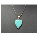 18" .925 Sterl Chain w/Turquoise Heart Pendant