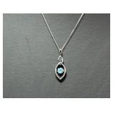 18" .925 Sterl Chain w/Blue Pendant