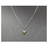 18" .925 Sterl Chain w/Enameled Butterfly Pendant