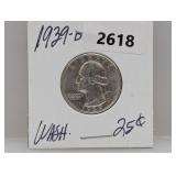 1939-D 90% Silv Wash Quarter