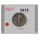 1928-D 90% Silv Standing Liberty Quarter