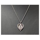 18" .925 Sterl chain w/Clear Stone Heart Pendant