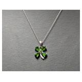 18" .925 Sterl Chain w/Shamrock Diam Accent Pend