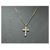 18" Vermeil/.9225  Sterl Chain w/CZ Cross Pendant