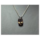 18" .925 Sterl Chain w/Smoky Quartz Pendant