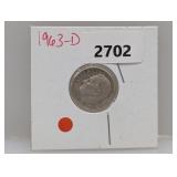 1963-D 90% Silv Roos Dime