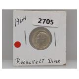 1964 90% Silv Roos Dime