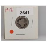 1913 90% Silv Barber Dime
