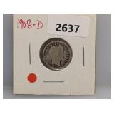 1908-D 90% Silv Barber Dime