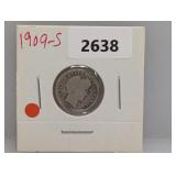 1909-S 90% Silv Barber Dime