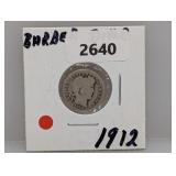 1912 90% Silv Barber Dime