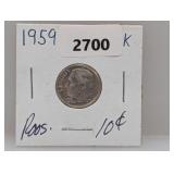1959 90% Silv Roos Dime