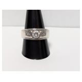.925 Sterl CZ Center Stone w/Accent Ring Sz 10.5