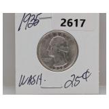 1935 90% Silv Wash Quarter