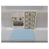 Bureau of Engraving & Printing Uncut $2 Sheet