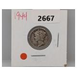 1944 90% Silv Mercury Dime