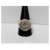 .925 Sterl Ring w/1944 Mercury Dime Sz 11