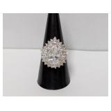 .925 Sterl Clear Stone Statement Ring Sz 8