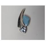 .925 Sterl Blue Stone Sculptural Pendant