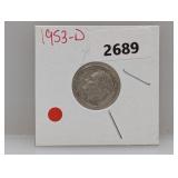1953-D 90% Silv Roos Dime