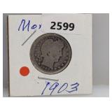 1903 90% Silv Barber Quarter