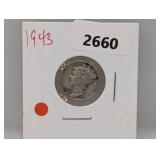 1943 90% Silv Mercury Dime