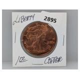 1oz .999 Copper Liberty Round