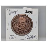 1oz .999 Copper Pirate Round