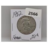 1952 90% Silv Franklin Half $1