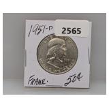 1951-D 90% Silv Franklin Half $1