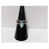 .925 Sterl Pale Blue Marquise Shape Ring Sz 6.5