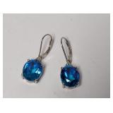 .925 Sterl Blue Stone Earrings