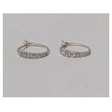 .925 Sterl Clear Stone Hoop Earrings