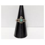 .925 Sterl Turquoise Eagle Ring Sz 7
