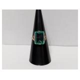 .935 Silv Pale Green Vtg Style Ring Sz 7.5