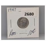 1947 90% Silv Roos Dime