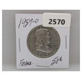1957-D 90% Silv Franklin Half $1