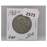 1963-D 90% Silv Franklin Half $1