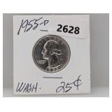 1955-D 90% Silv Wash Quarter