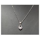 18" .925 Sterl Chain w/Teardrop Crystal Pendant