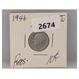 1946 90% Silv Roos Dime
