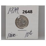 1929 90% Silv Mercury Dime