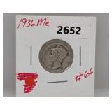 1936 90% Silv Mercury Dime