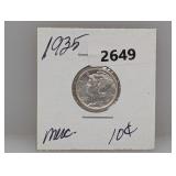 1935 90% Silv Mercury Dime