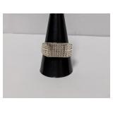 .925 Sterl Diam Pave Greek Key Ring Sz 11