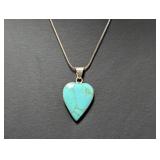 18" .925 Sterl Chain w/Turquoise Heart Pendant