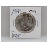 1922 90% Silv Peace $1 Dollar
